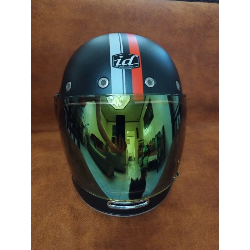 ID ROCKET CLASSIC VINTAGE FULL-FACE HELMET MATTE BLACK WITH STRIPES ...