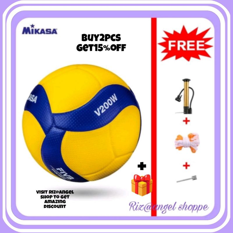 MIKASA V200W Official Volleyball Ball Size 5 Competition Soft Training ...