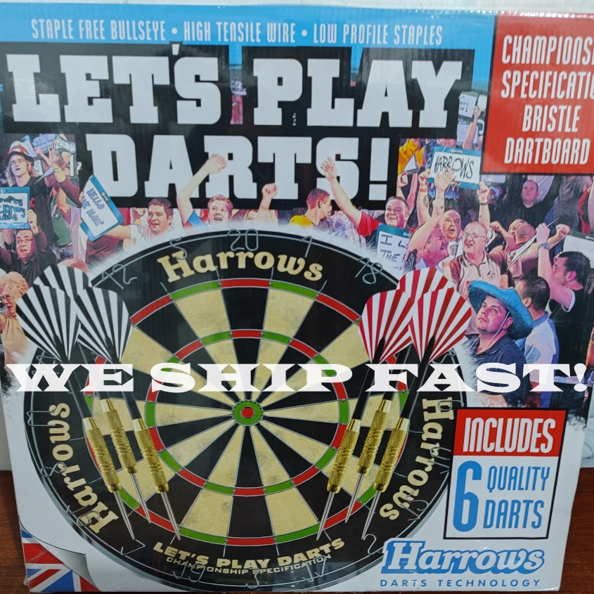 Harrows Lets Play Dartboard with 2 FREE sets Darts ready to play ...