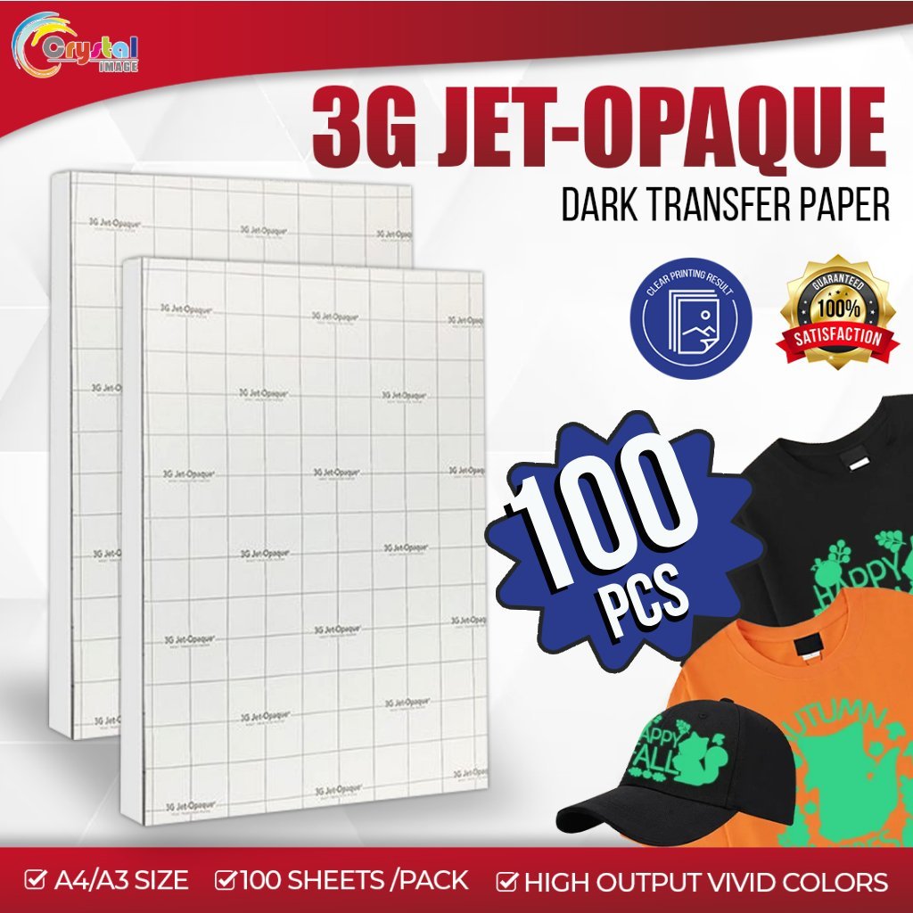 100 Sheets 3G Jet-Opaque Dark Transfer Paper A4/A3 Inkjet Heat Transfer ...