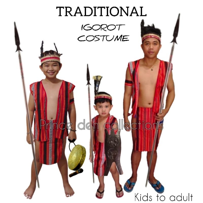 TRADITIONAL IGOROT COSTUME SET BOY (4in1) KIDS TO ADULT | Shopee ...