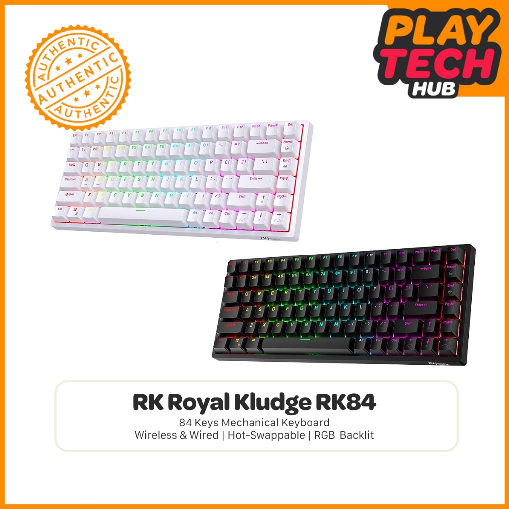 RK Royal Kludge RK84 Tri-Mode RGB 84-Keys Hot-Swappable Mechanical ...