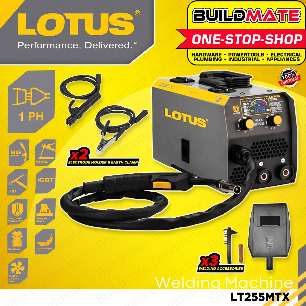 BUILDMATE Lotus 200A MIGWELD Gasless MIG Weld Inverter Flux Corded