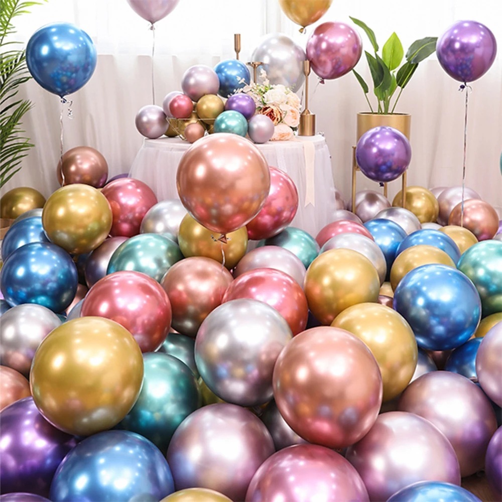 50pcs 10 Inches Chrome Metallic Latex Balloons Birthday party Needs ...