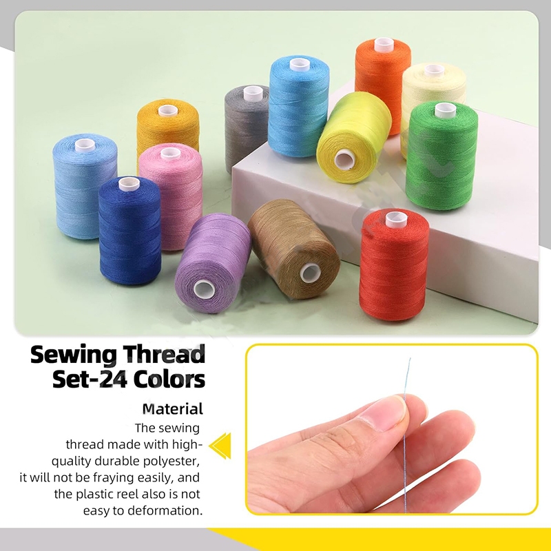 24pcs Sewing Thread 1000 Yards Assorted Colors Polyester Yarn Thread ...