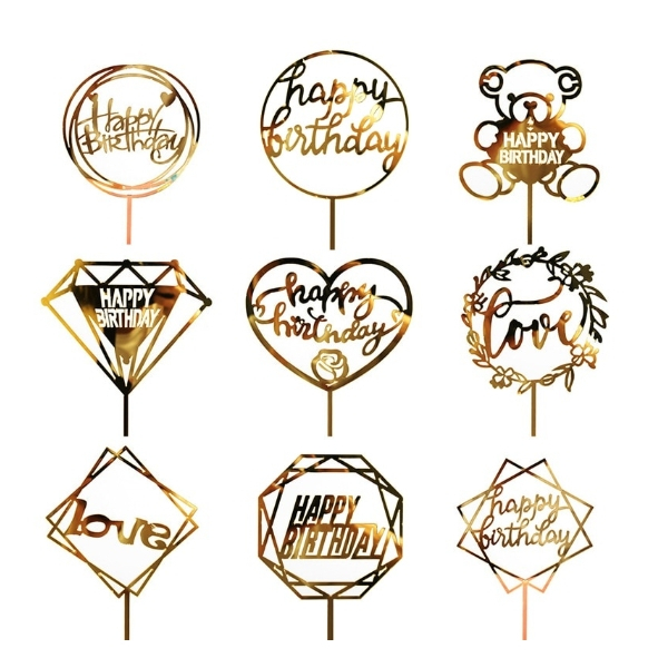 1pc Acrylic Happy Birthday Cake Topper Gold Bling Sparkle Decoration ...