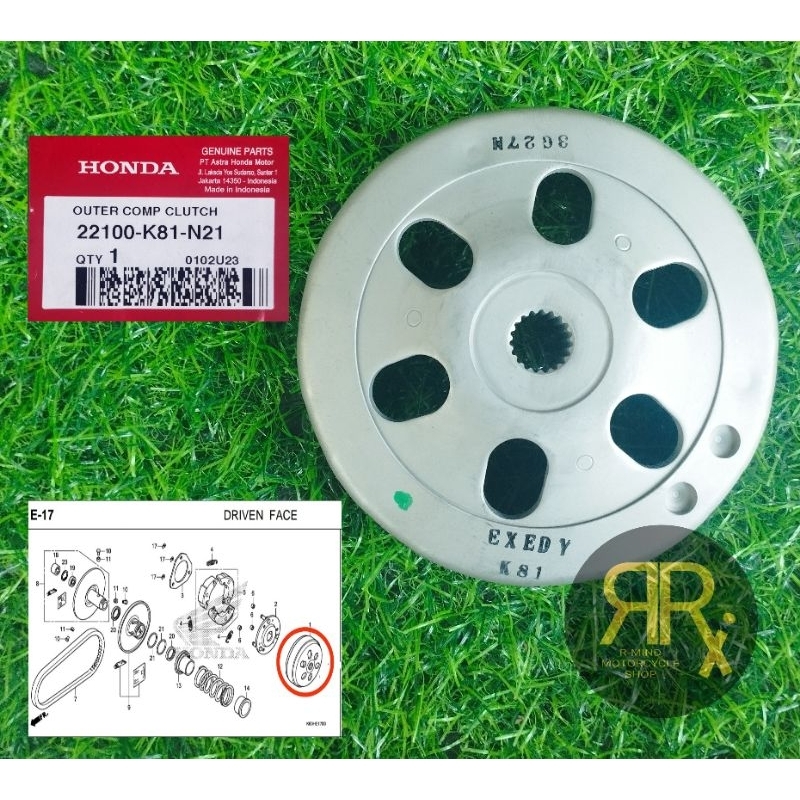 GENUINE OUTER COMP. CLUTCH ( BELL ) HONDA BEAT FI ZOOMER X Shopee