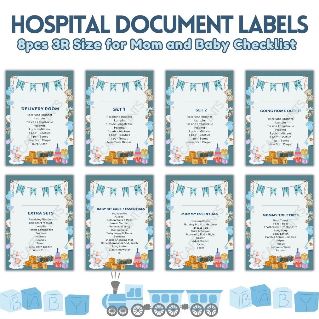 Hospital Bag Checklist Label Stickers for Girl and Boy Babies Free add ...