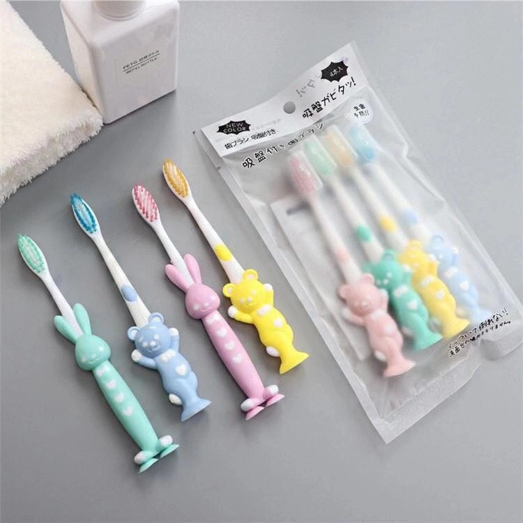 (1Set/4pcs) Japan Soft-bristled Cartoon Kid Toothbrush For kids Bear ...