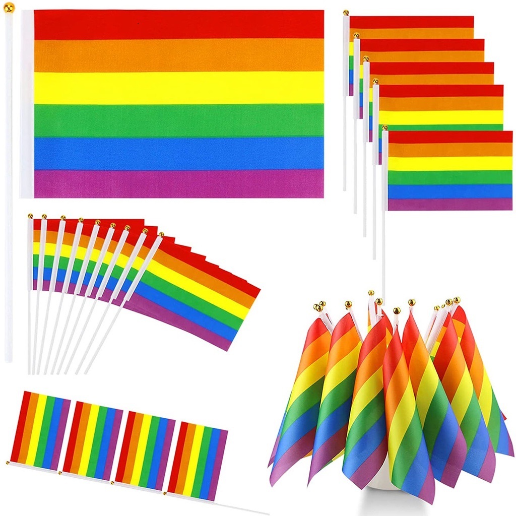 10pcs Rainbow Pride Flag Les Gay Hand Waving Flags Festival Party ...