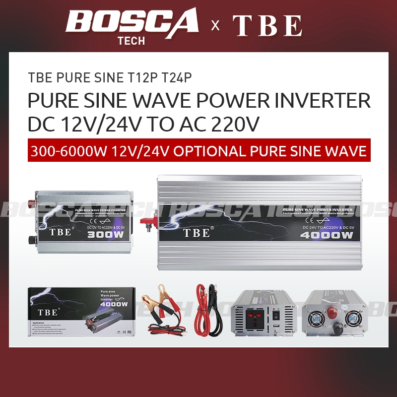 TBE Pure Sine Wave Power Inverter DC 12V 24V TO AC 220V 300W 500W 1000W ...