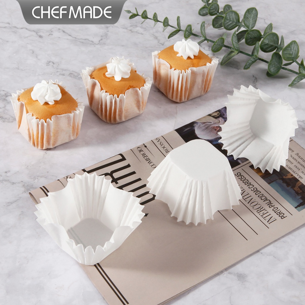CHEFMADE Square Cupcake Paper Cup 100Pcs Muffin Cake Paper Tray Baking ...
