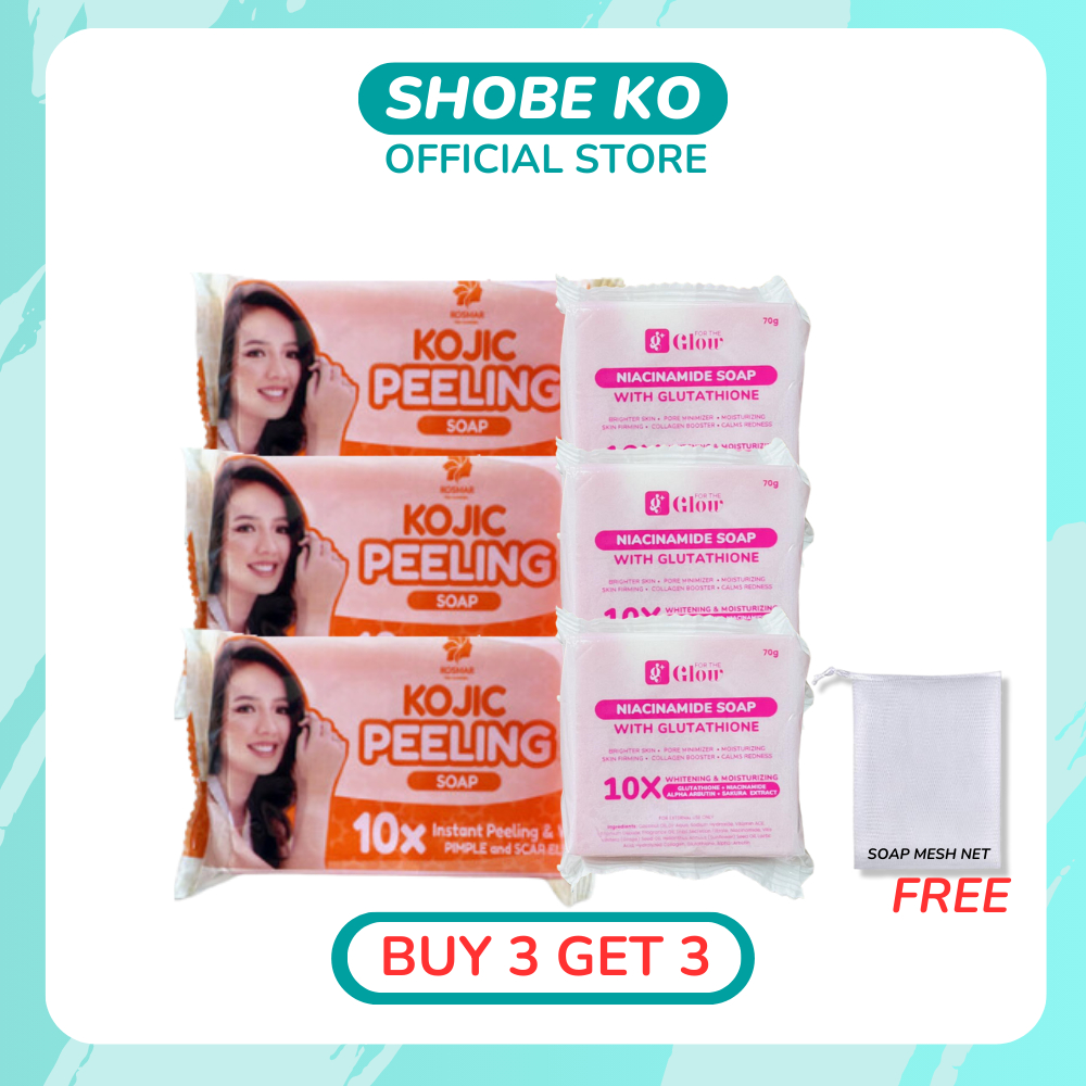 SHOBE KO Buy 3 Kojic Peeling Soap Get 3 For the Glow Niacinamide Soap ...