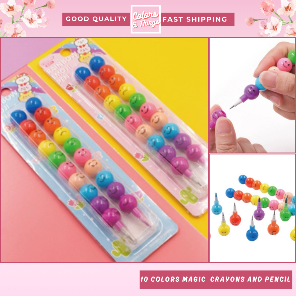 Colorsandthings 10 Colors Magic Crayons and Pencil School Supplies ...