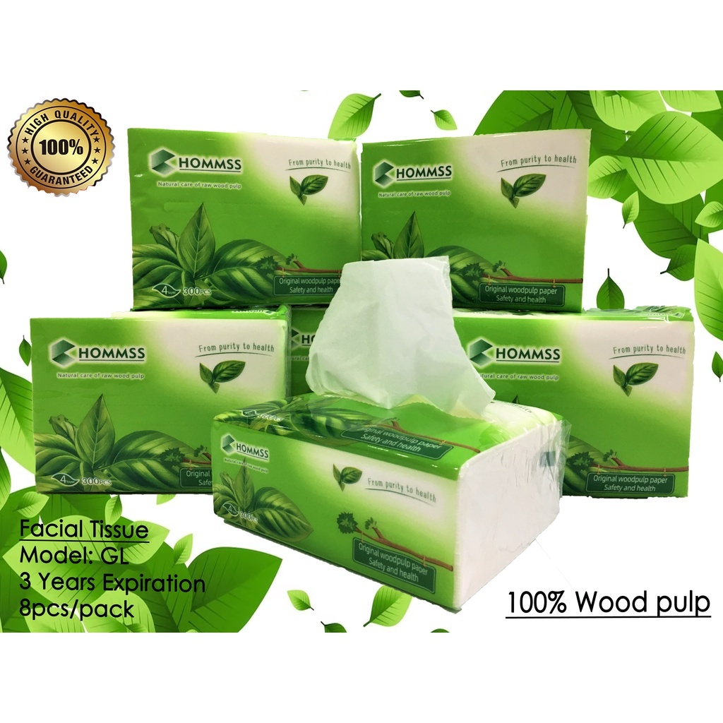 HOMMSS 8PCS/1PACK 300 Sheets Disposable Inter-Folded Facial Tissue ...
