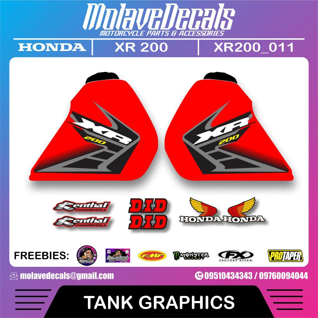 HONDA XR 200 STOCK TANK DECALS | XR200_011 | Shopee Philippines