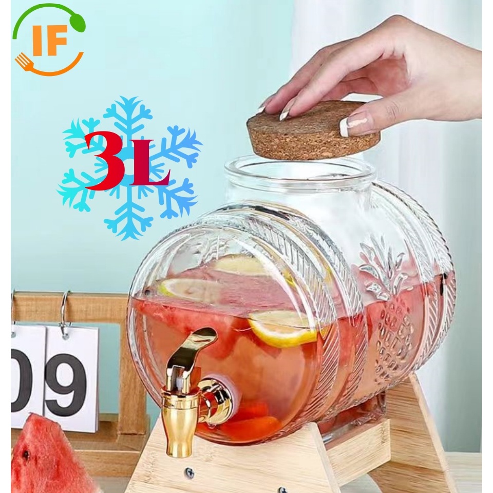 3 L glass jar with faucet party jar juice container palamig cocktail ...