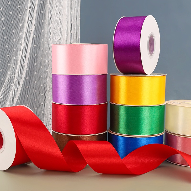 （5cm 25yard）Plain Satin Ribbon Gift Roll Packaging DIY Birthday Party ...