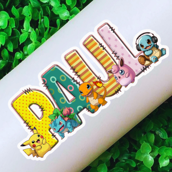 Personalized Pokemon Waterproof Vinyl Name Sticker Decal for tumbler