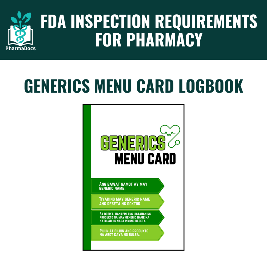Generics Menu Card for PHARMACY | Shopee Philippines