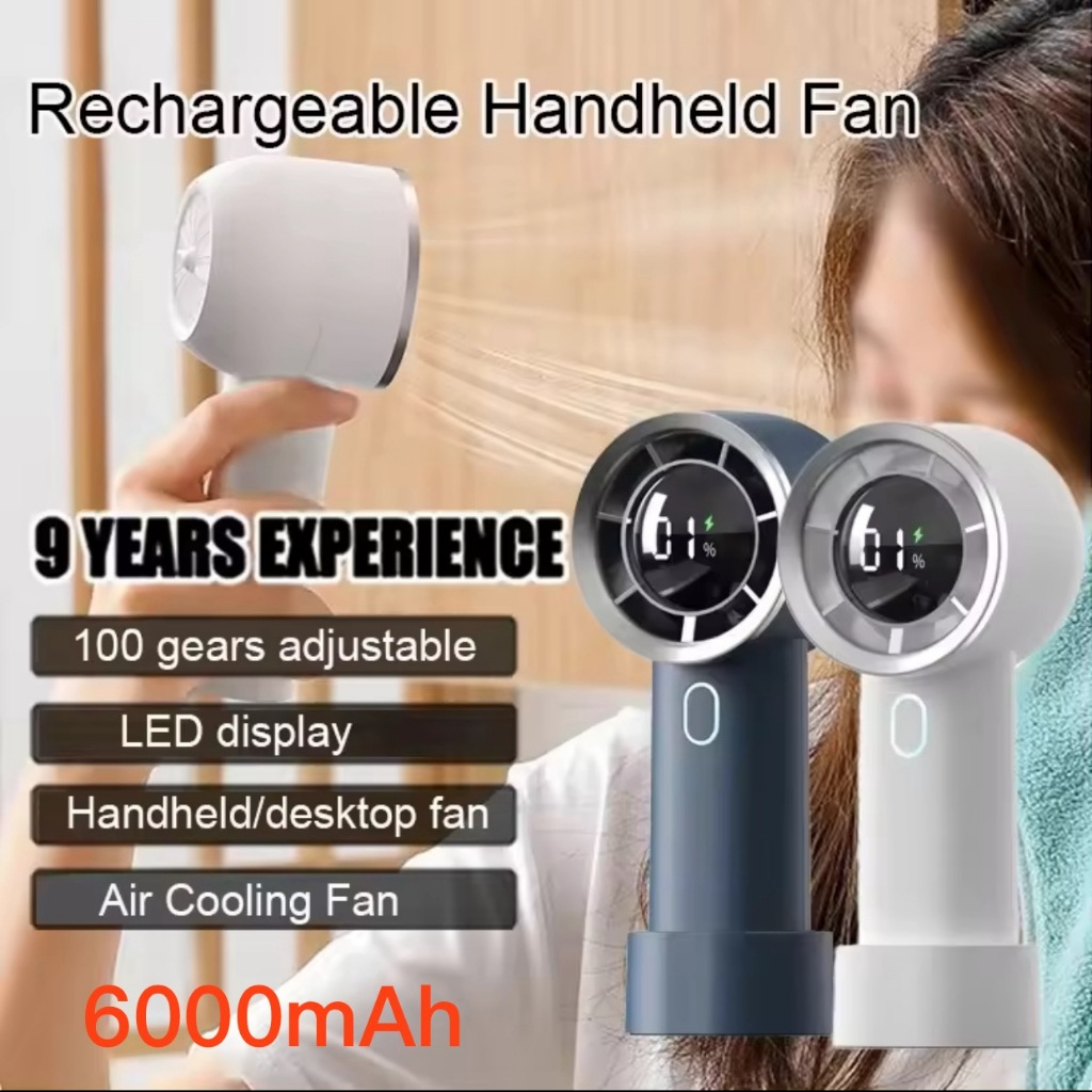 Portable Mini Fan Malakas na Hangin 100 Bilis 6000mah Mini Fan Handheld ...