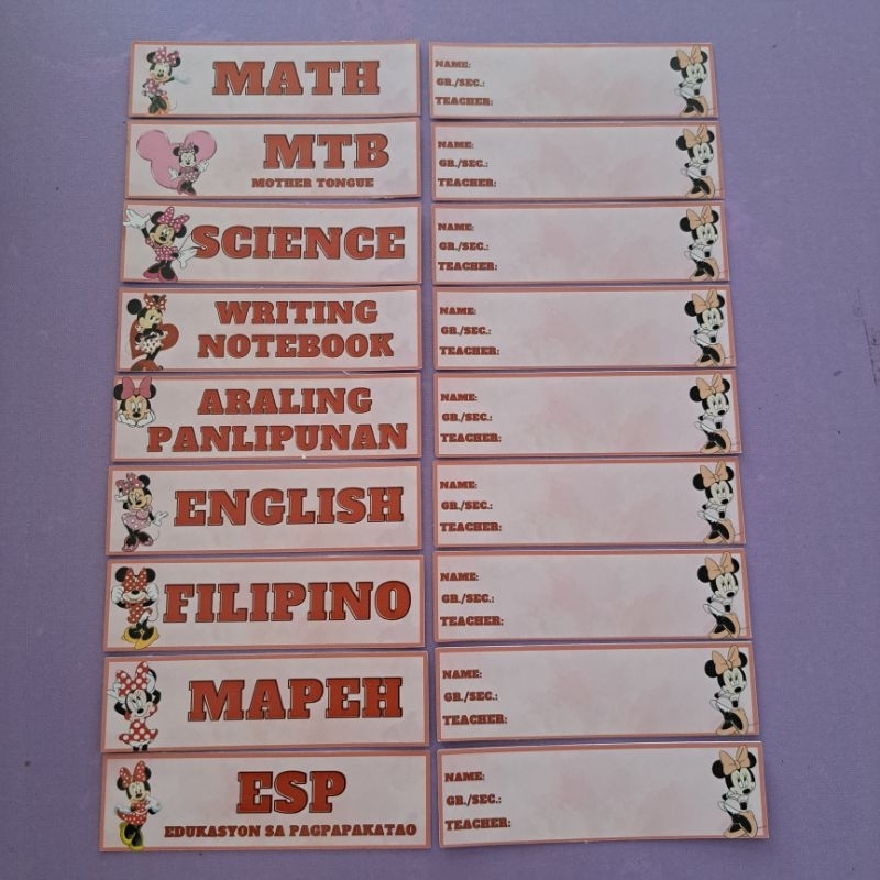 Sticker subject label for notebook (18 pcs) STRICTLY NO EDITING ...