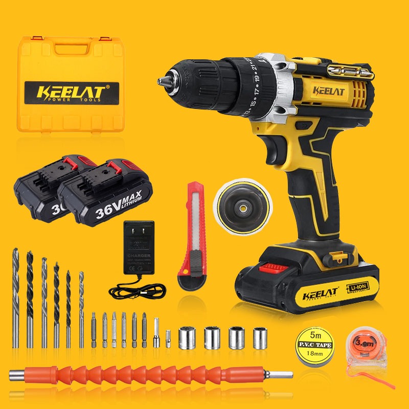 KEELAT Cordless Drill portable Electric impact with hammer Drill Barena ...