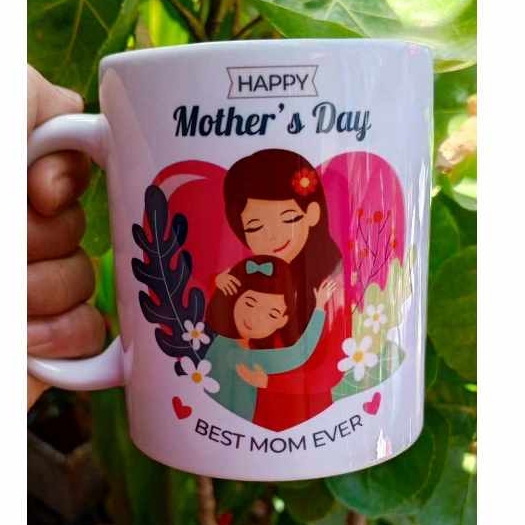 Mother's Day cartoon design white mug (SON/DAUGHTER DESIGN)