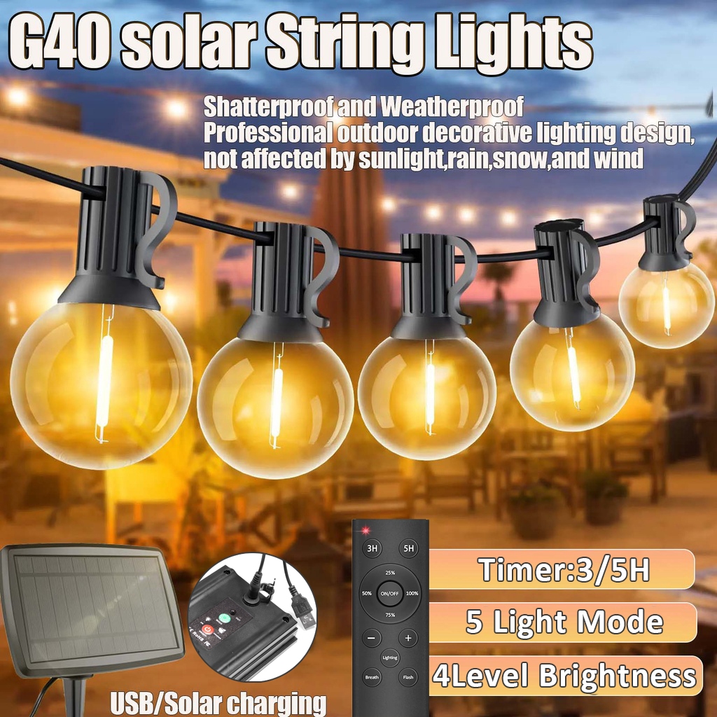 10M 20Bulb Solar Lights String Christmas outdoor G40 bulb String ...