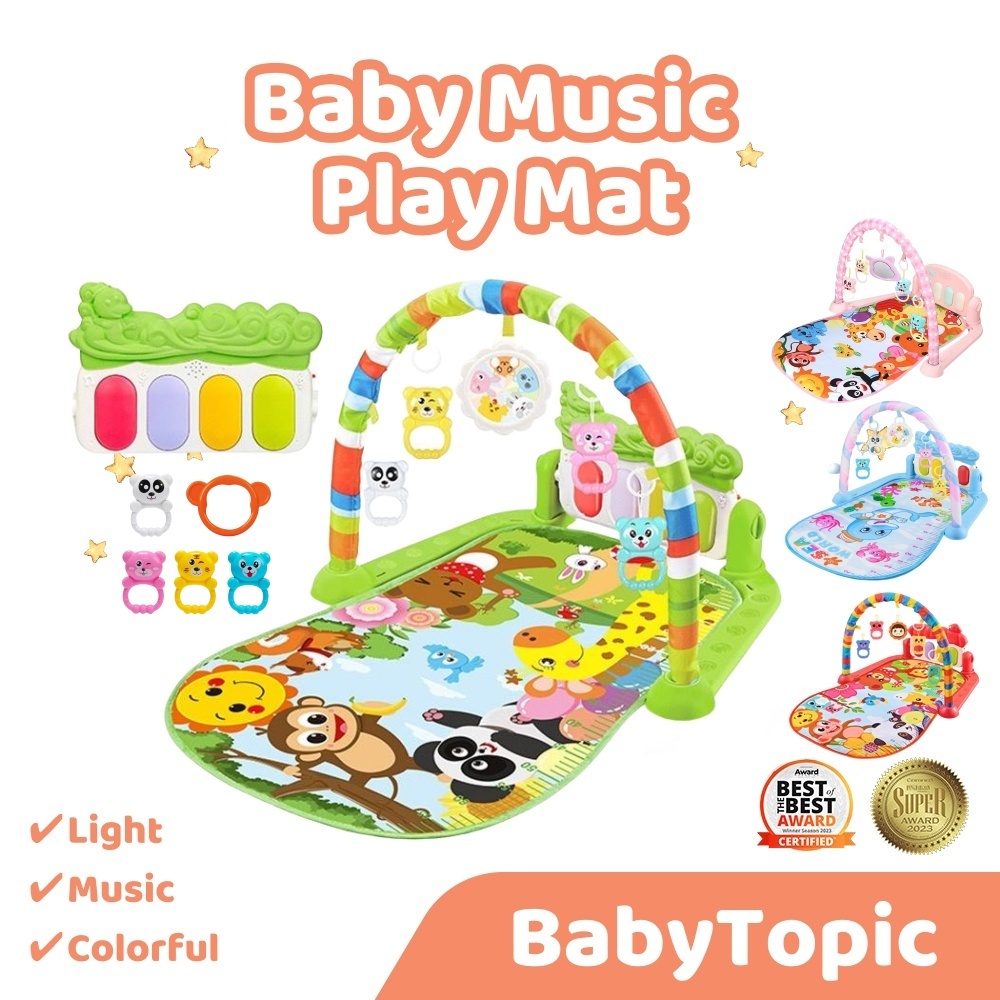 Baby Music Rack Play Mat with Piano Keyboard Early Education Gym ...