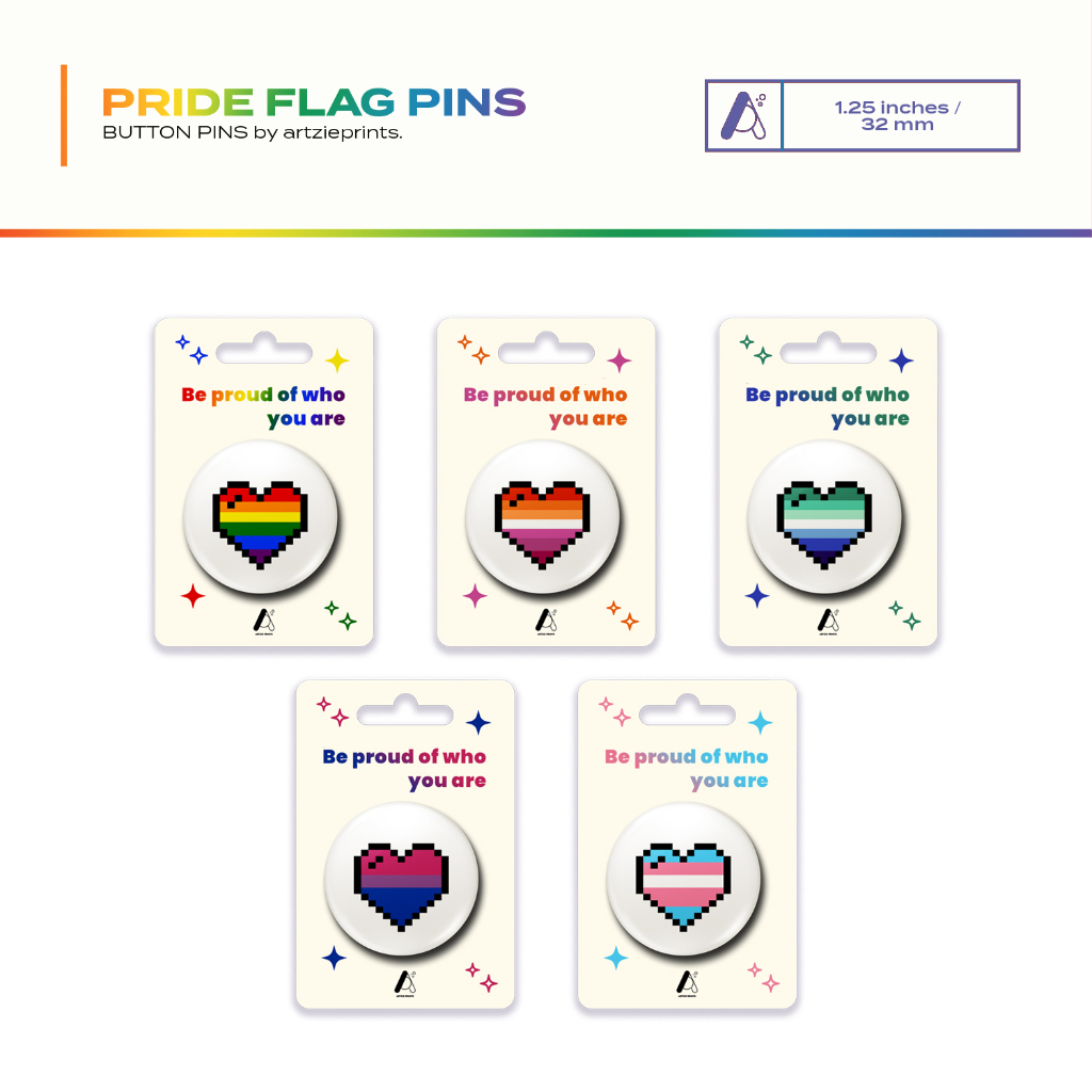 LGBT Pride Flag Button Pins 1.25 inches 32 mm