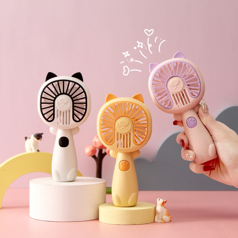 Cute Cat ear fan Mini Rechargeable stand fan Portable Handheld Handy ...