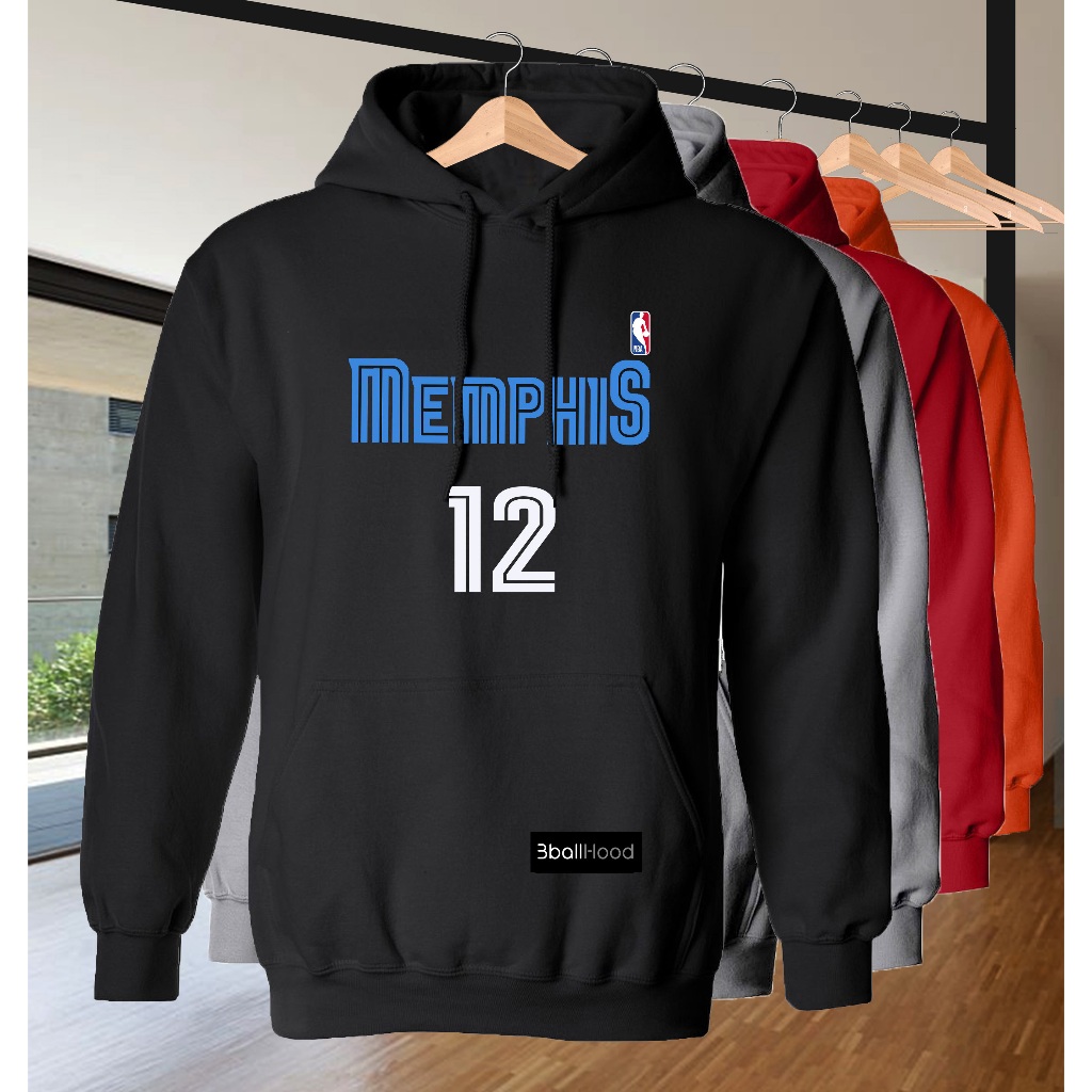 Memphis 12 Ja Morant Hoodie Jacket NBA Black Asian Size 3Ball Hood ...