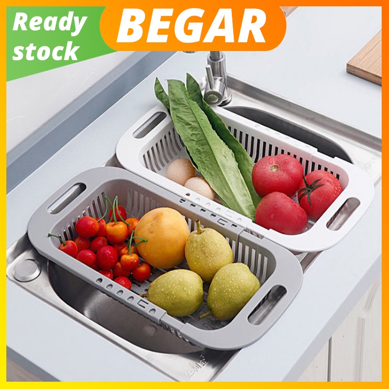 Kitchen Telescopic Drain Rack Adjustable Vegetable Sink Dish Drainer ...