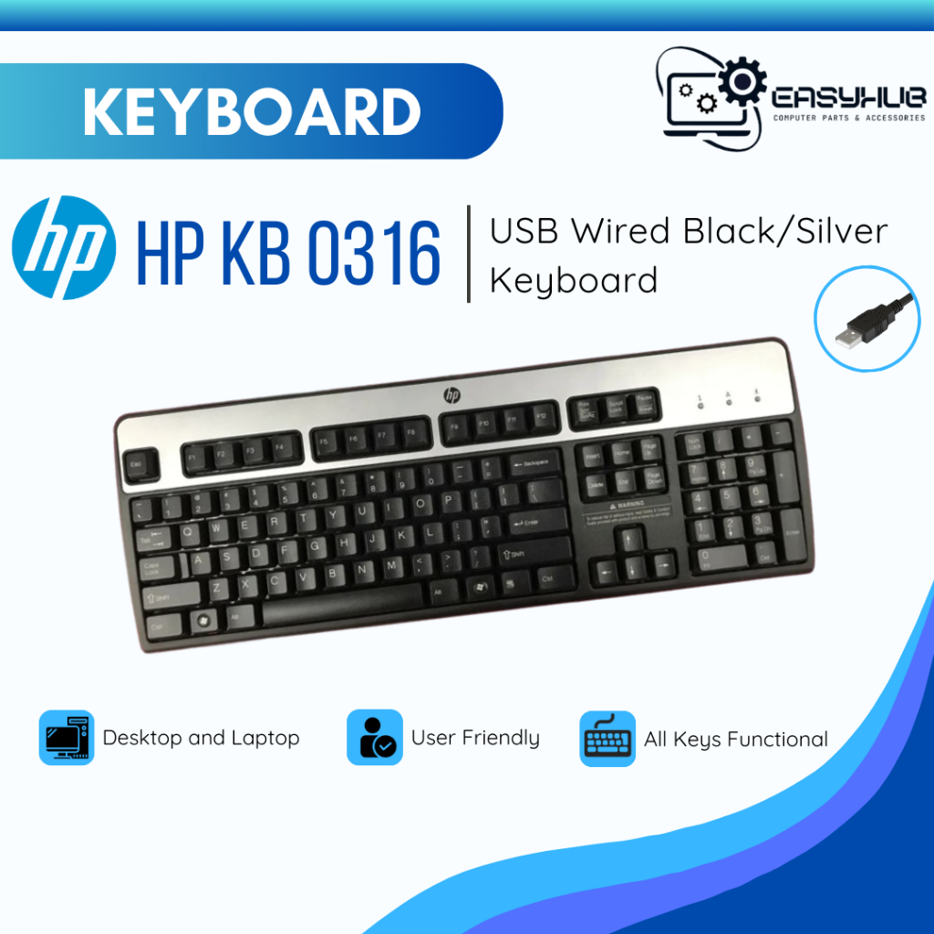 HP KB 0316 Heavy Duty Wired Keyboard PS2/USB Type (Used/Secondhand