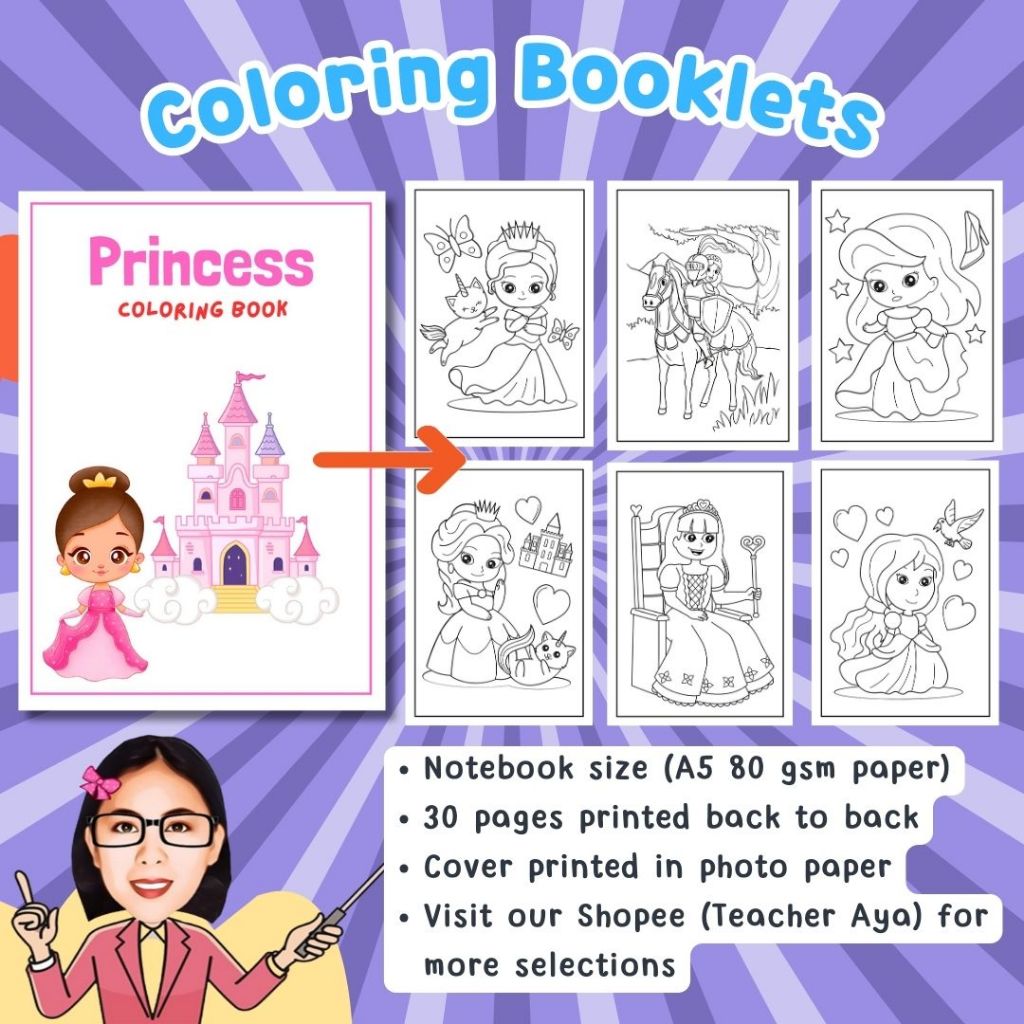 Princess Characters Coloring Booklets for kids and girls | Shopee ...