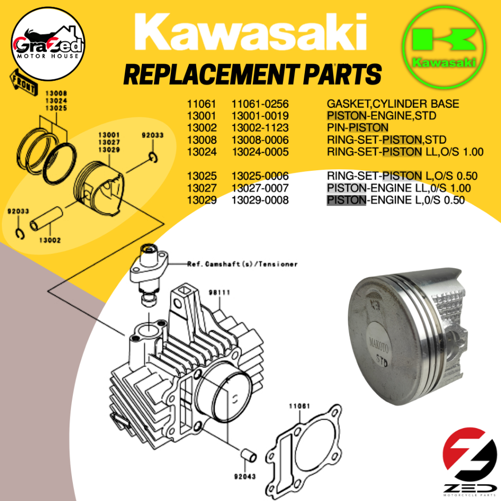 Kawasaki fury 125 piston size sales
