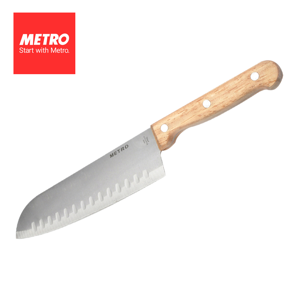 Metro Cookwares Santoku Knife Wooden Handle 7" Stainless Steel MKK 5687 ...