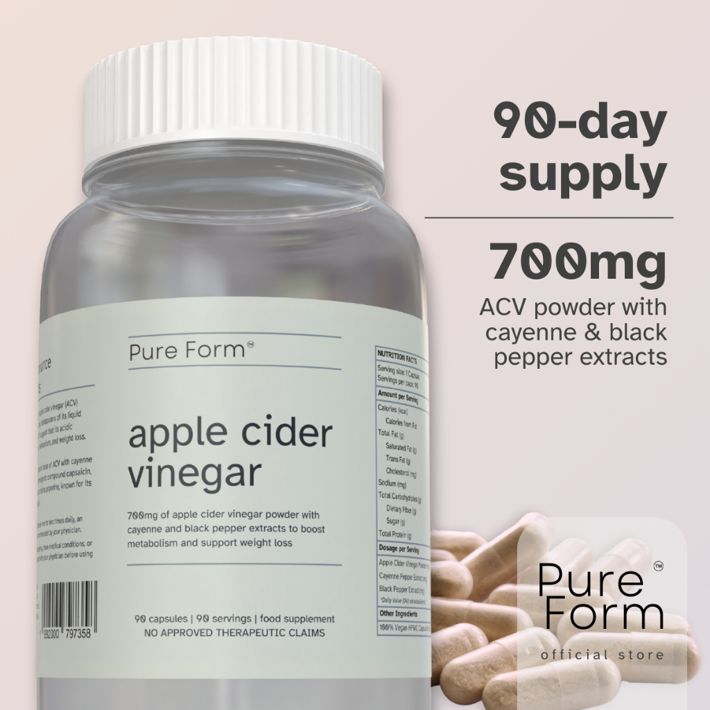 Pure Form Apple Cider Vinegar 700mg of ACV Powder w/ Cayenne & Black