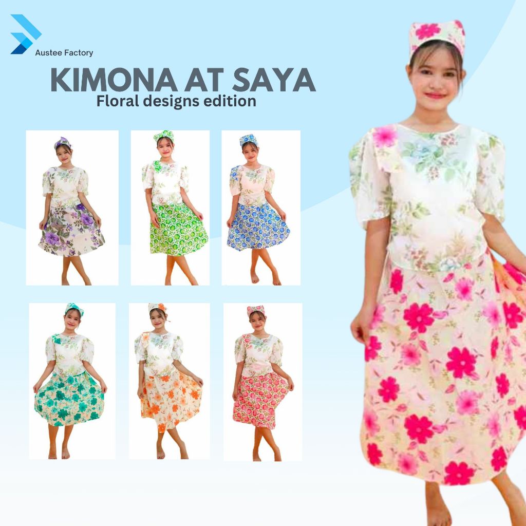 Austee Kimona at Saya Floral Filipiniana attire Women Traditional ...