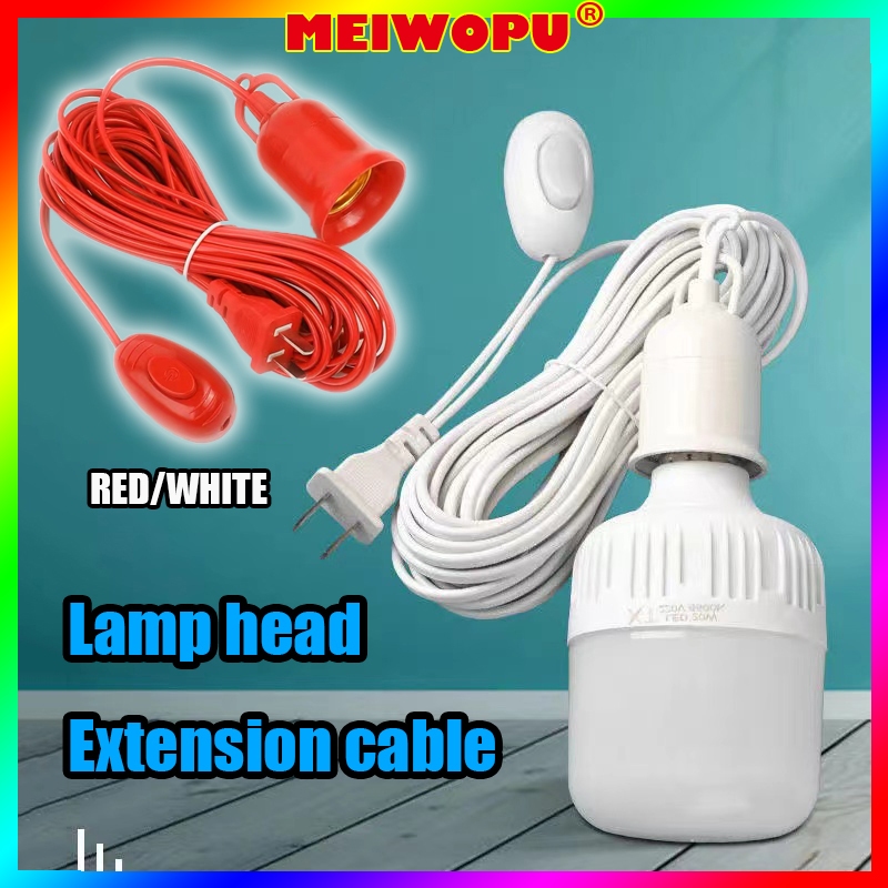 Household Socket With Plug Switch Wire Light Base Red Energy-Saving E27 ...