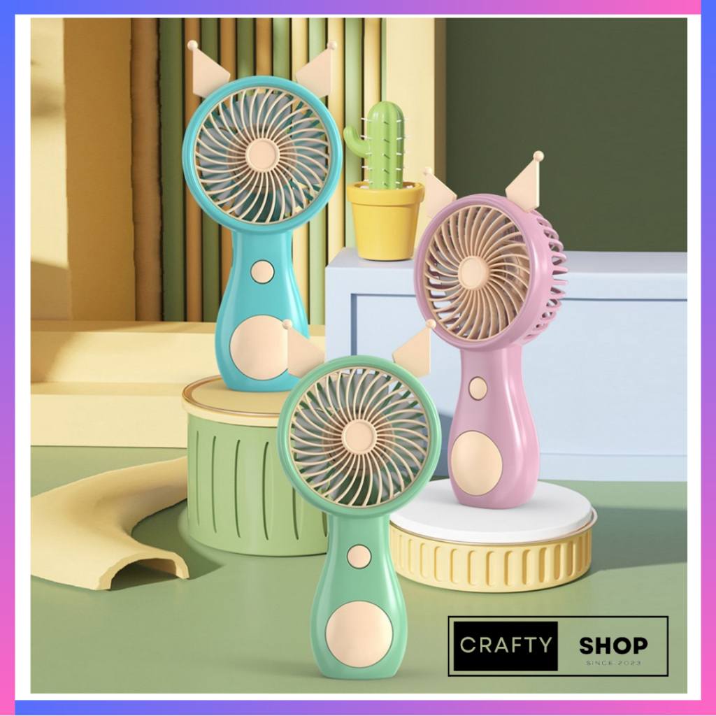 CRAFTY 400mAh Portable Mini Fan - 3 Speed Handheld Rechargeable Kuromi ...