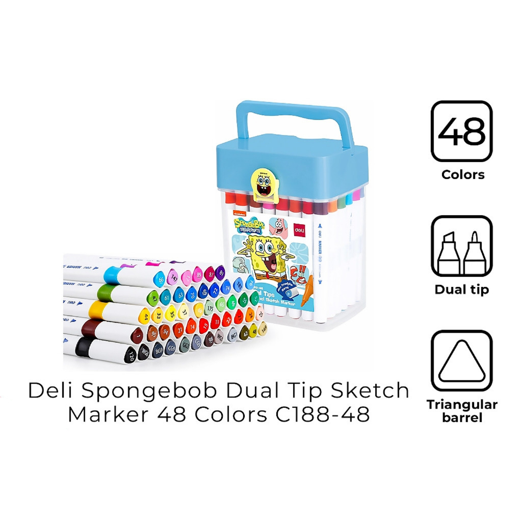 Deli Spongebob Dual Tip Sketch Marker 48 Colors C188-48 | Shopee ...