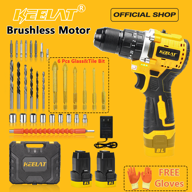 KEELAT KCD007 Brushless Drill Cordless Impact Drill Electric Screw ...