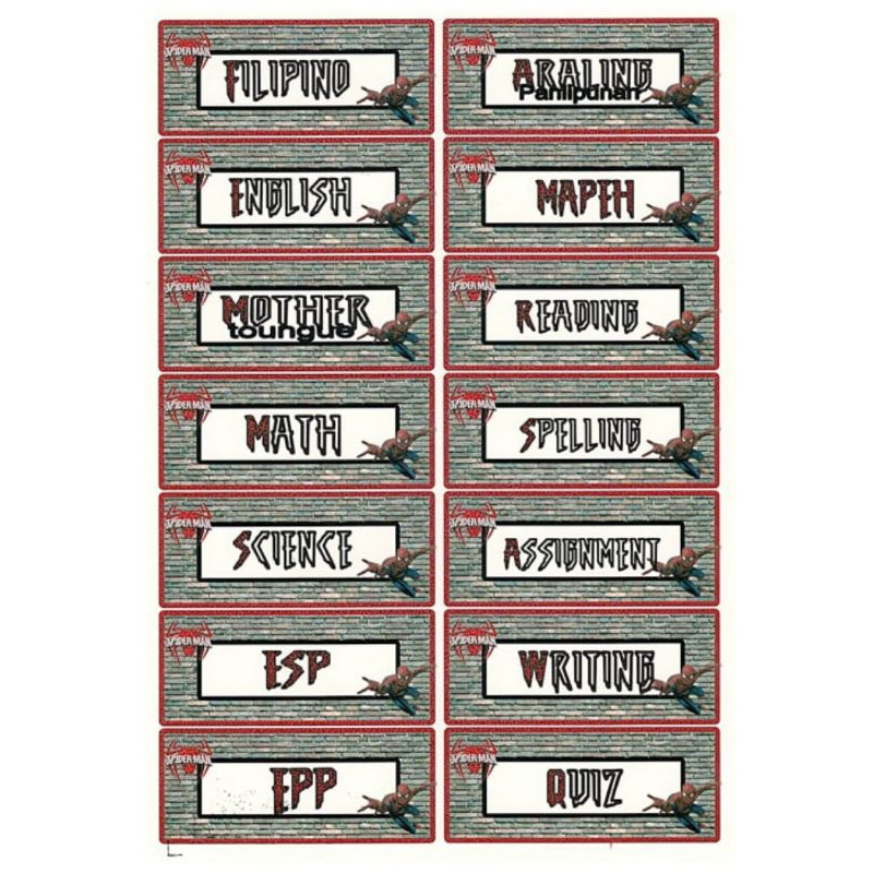 Subject Sticker label for notebooks | Shopee Philippines