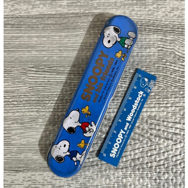 Snoopy Tin Can Pencil Case with Mini Ruler (preloved) | Shopee Philippines