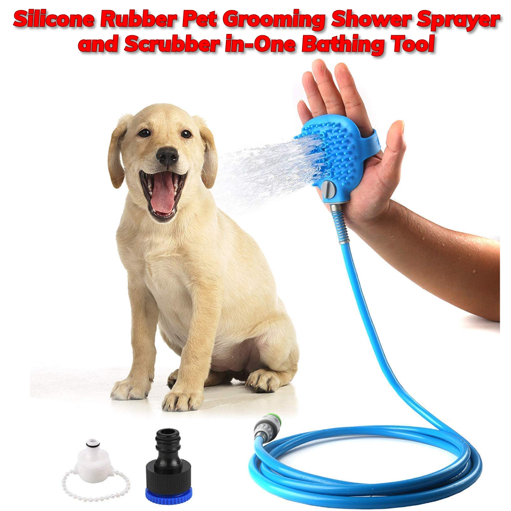 Silicone Rubber Pet Grooming Shower Sprayer and Scrubber in-One Bathing ...