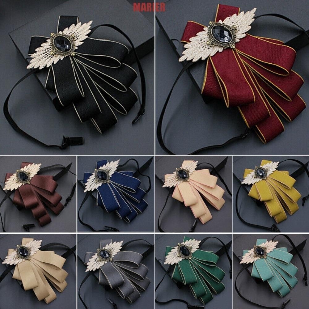 Bow Tie Rhinestone Solid Ribbon Polyester Necktie Lapel Pin Collar Ties ...