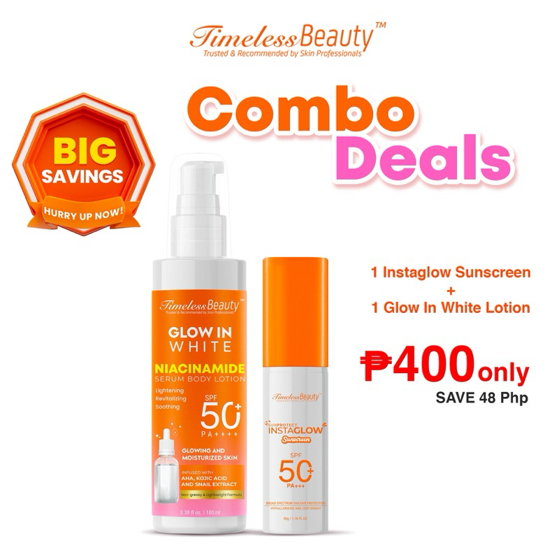 Timeless Beauty Combo Deals: 1 GLOW IN WHITE NIACINAMIDE SERUM LOTION ...