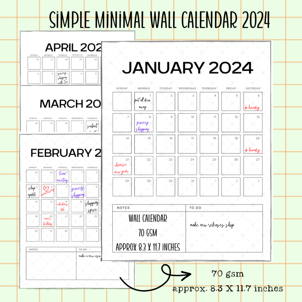 Simple Minimal Wall Calendar 2024 2025 Planner Shopee Philippines
